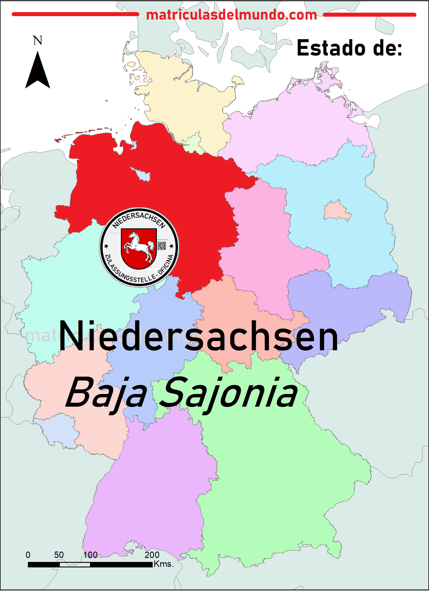 Imagen del mapa de Baja Sajonia